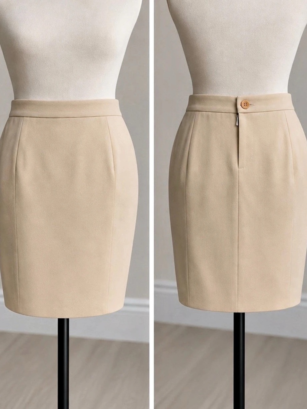 Escada Margaretha Ley Vintage Virgin Wool Pencil Skirt Pencil Skirt Beige